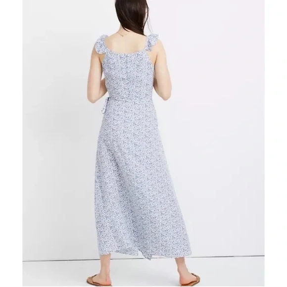 Madewell faux wrap dress with ruffle detail. Bold blue/red (perfect for the 4th) - Picture 6 of 6